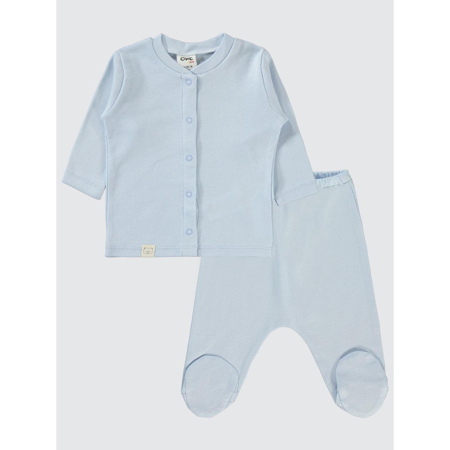Civil Baby Düz 1-6 Ay Pijama Takımı - Mavi