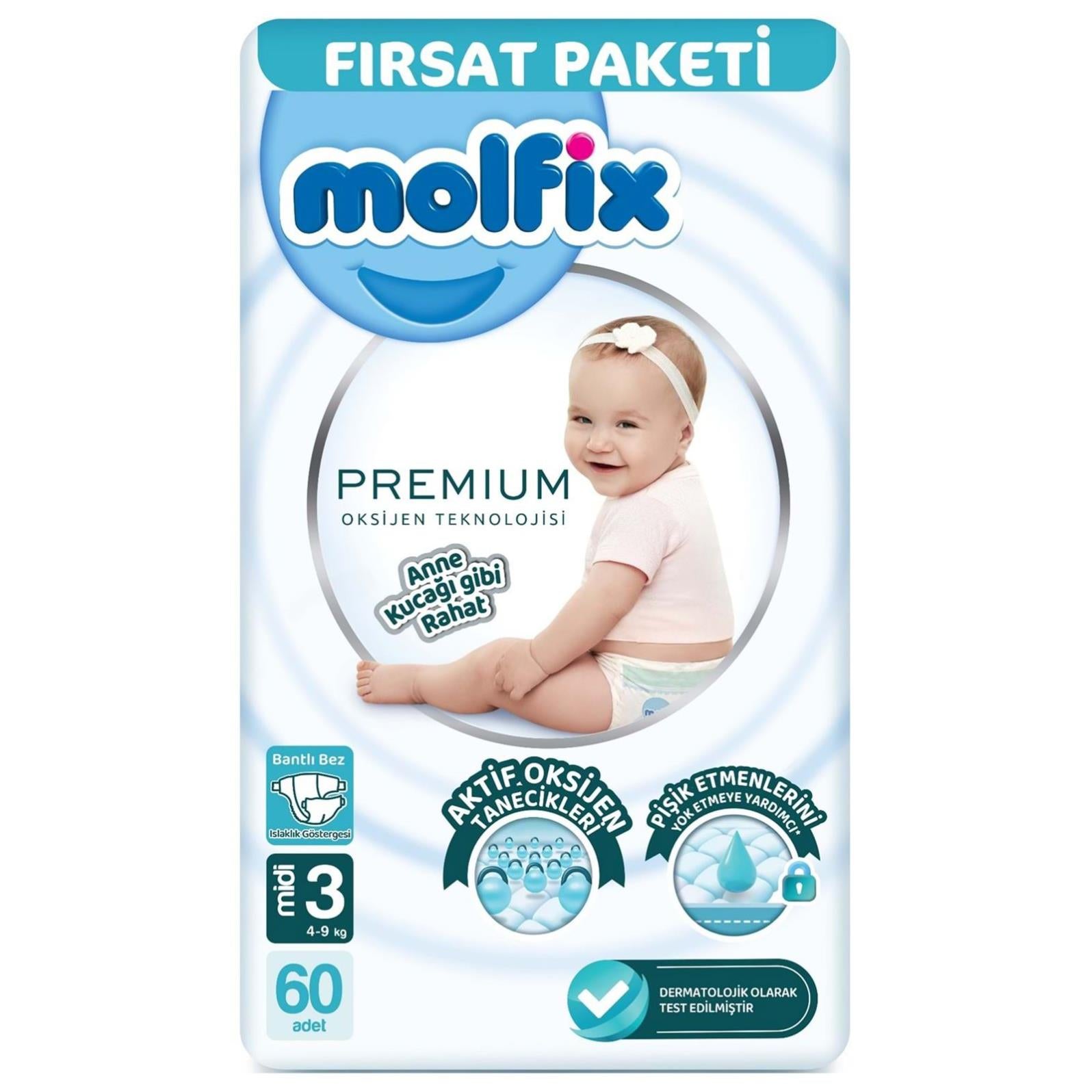Molfix Premium Bebek Bezi Midi Fırsat Paketi 60 Adet