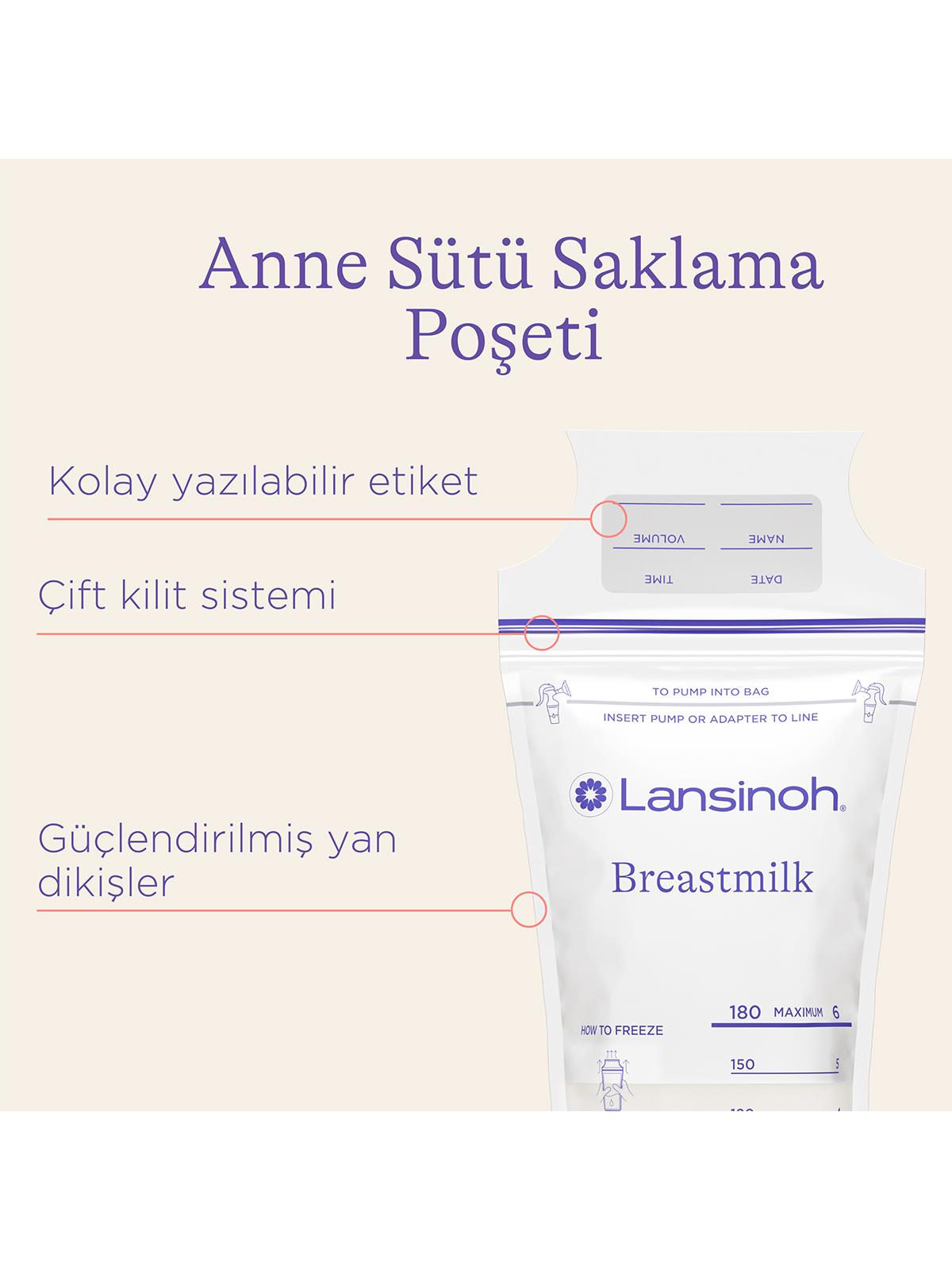 Lansinoh Anne Sütü Saklama Poşeti 50 Adet