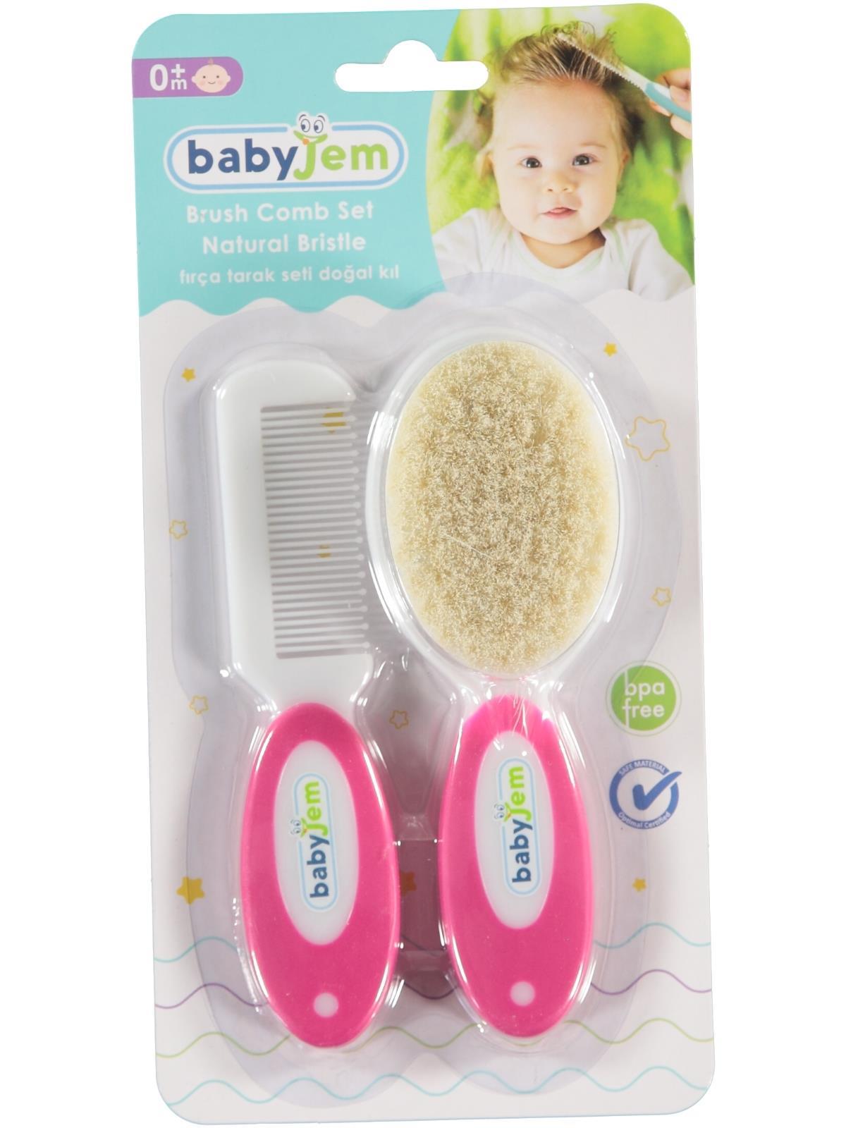 BabyJem Fırça Tarak Setı Dogal Kıl - Gri