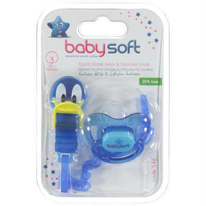 Babysoft Fıgurlu Emzık Askısı Ve Damaklı Emzık No:3 - Mavi