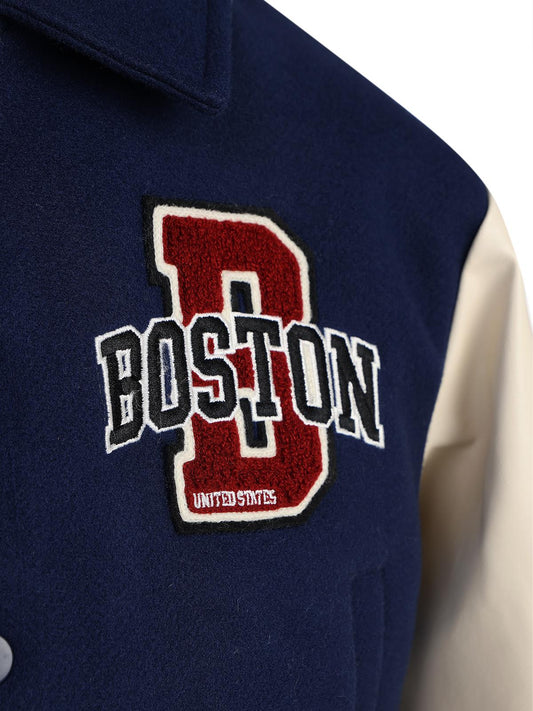 Boys Boston Nakışlı Ceket | Mikro Uzun Kol Kapşonlu | Okul Kreş ve Günlük Kullanım - Lacivert