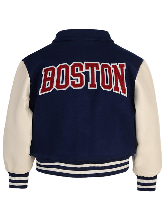 Boys Boston Nakışlı Ceket | Mikro Uzun Kol Kapşonlu | Okul Kreş ve Günlük Kullanım - Lacivert