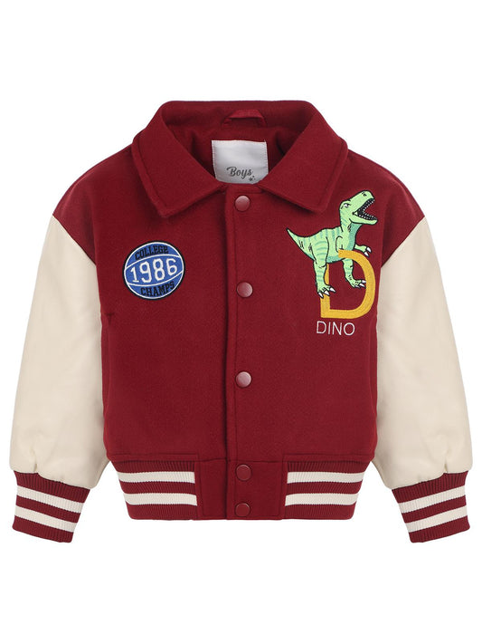 Civil Boys 1986 Dinozor Armalı Ceket | Mikro Uzun Kol Kapşonlu | Okul Kreş ve Günlük Kullanım - Bordo