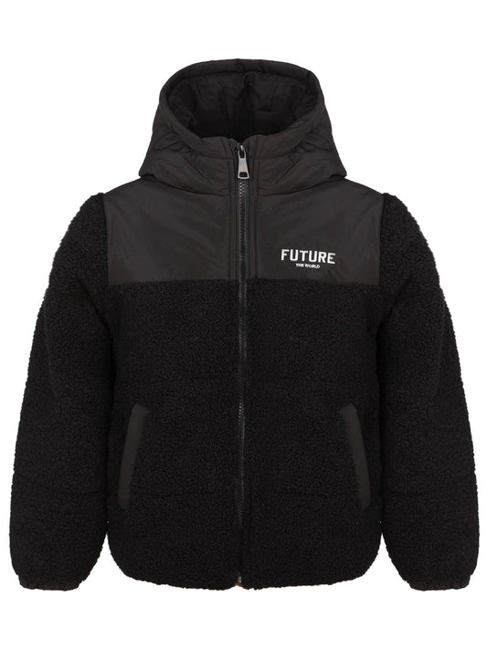 Civil Boys Future Baskılı Kapşonlu 10-13 Yaş Mont - Siyah
