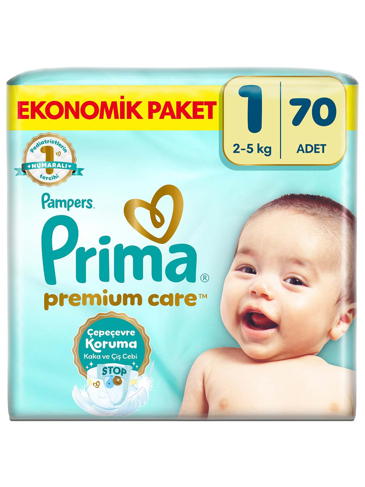 Prima Premium Care 1 Beden Bebek Bezi Ekonomik Paket Yenidoğan 70 Adet