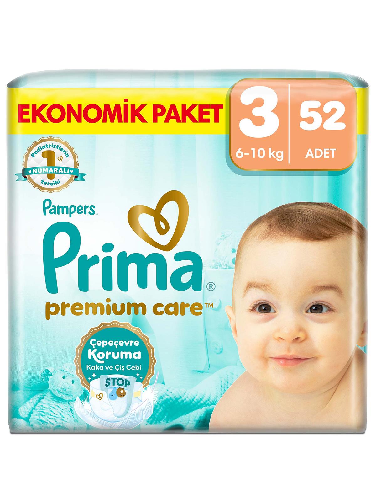 Prima Premium Care 3 Beden 52 Adet Bebek Bezi  Ekonomik Paket