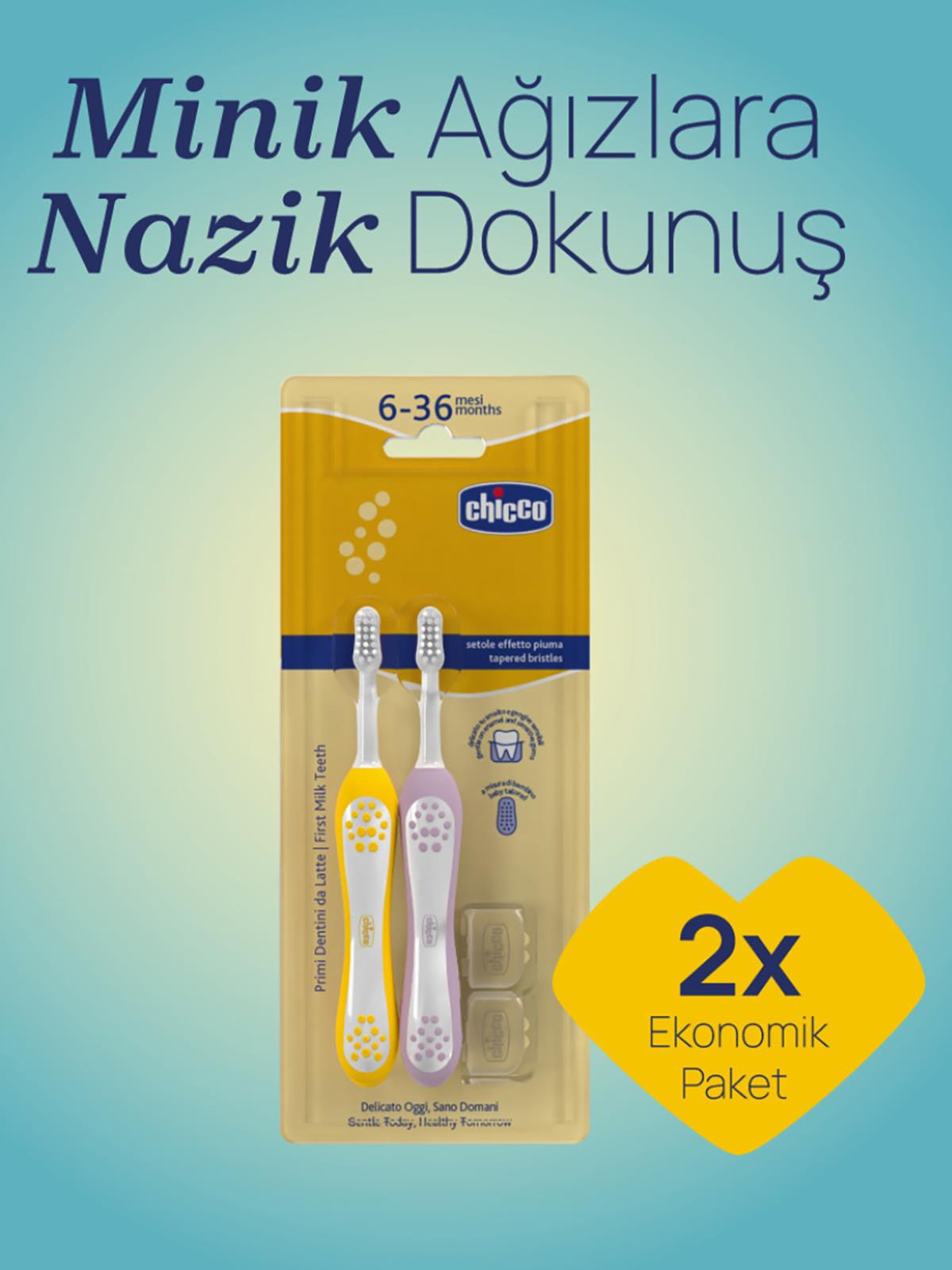 Chicco 2'Li Diş Fırçası 6-36 Ay - Lila