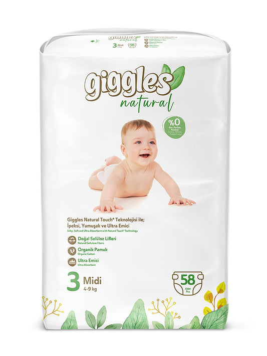 Giggles Natural Bebek Bezi Jumbo Paket Midi 58 Adet