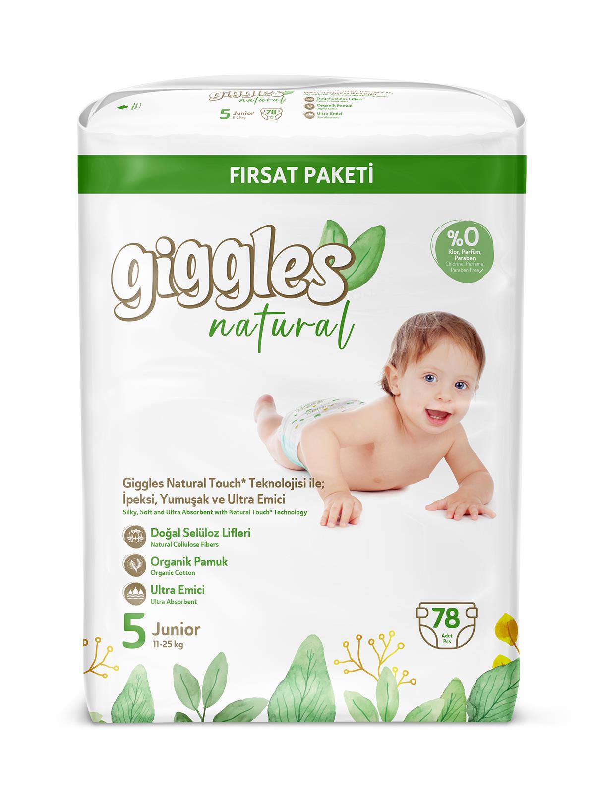 Giggles Natural Bebek Bezi Aylık Fırsat Paket Junıor 78 Adet