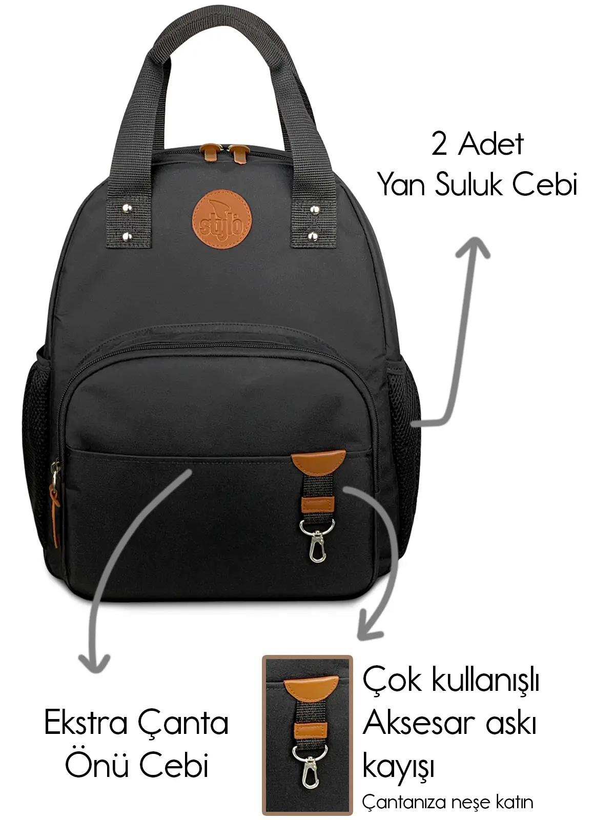 Stylo Popi Anne Bebek Bakım ve Sırt Çantası - Siyah