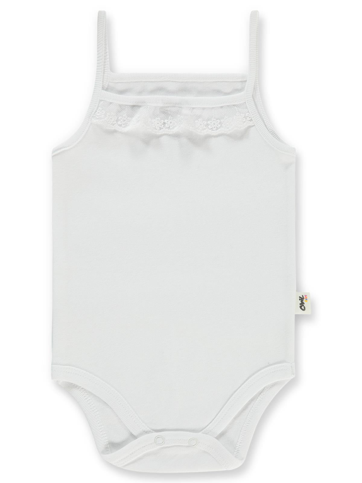Civil Baby Penye İp Askılı Dantelli 2-3 Yaş Kız Çıtçıtlı Badi - Beyaz