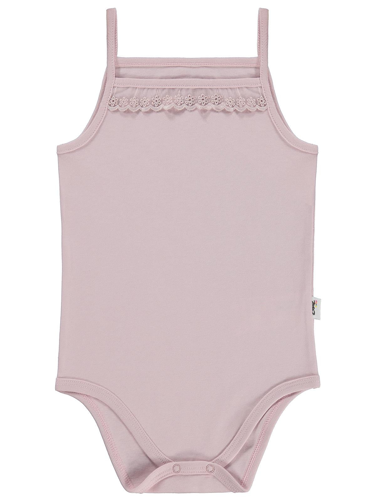 Civil Baby İp Askılı Dantelli 12-24 Ay Kız Çıtçıtlı Badi - Pembe