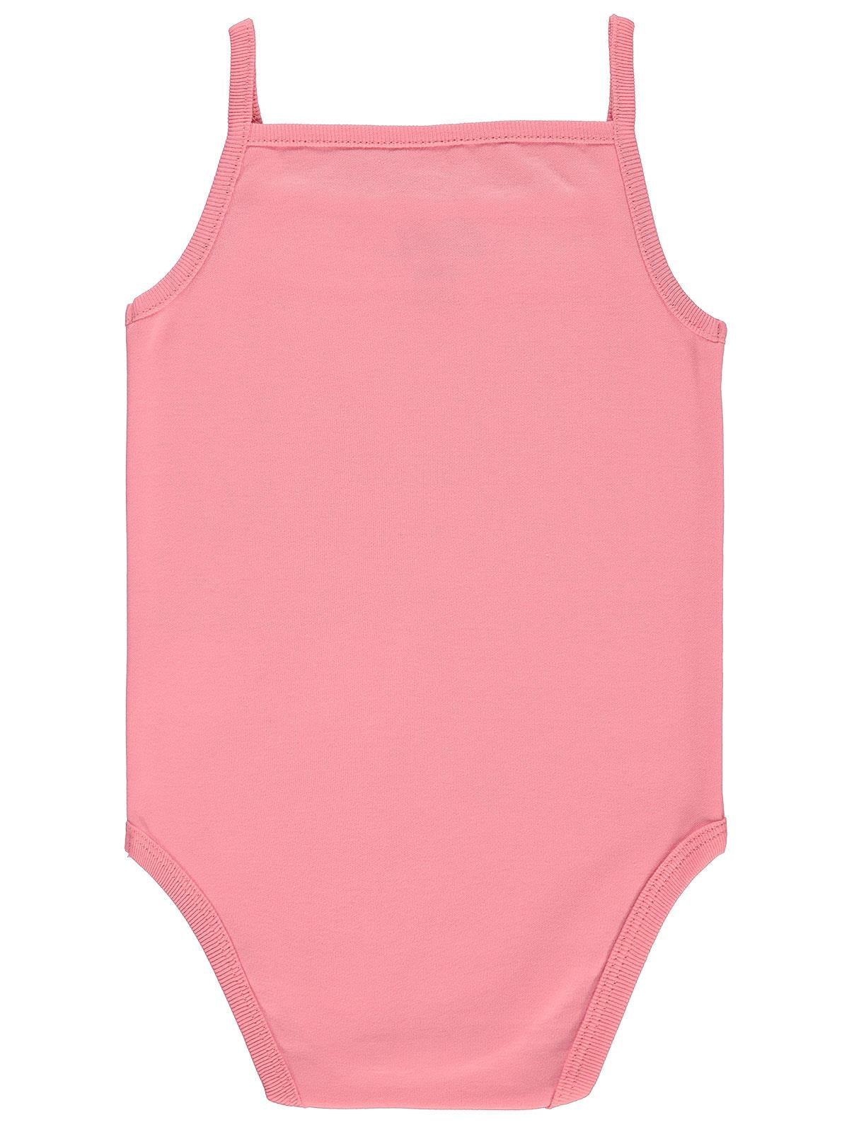 Civil Baby Penye İp Askılı Dantelli  Kız Çıtçıtlı Badi - Pembe