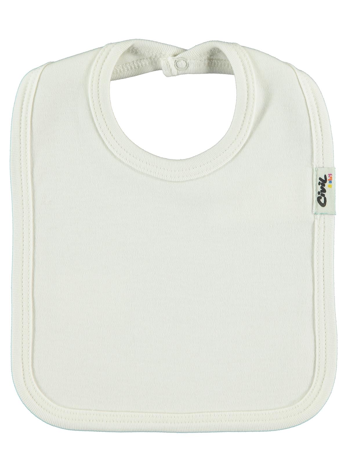 Civil Baby Arkadan Çıtçıtlı Unisex Mama Önlük - Ekru