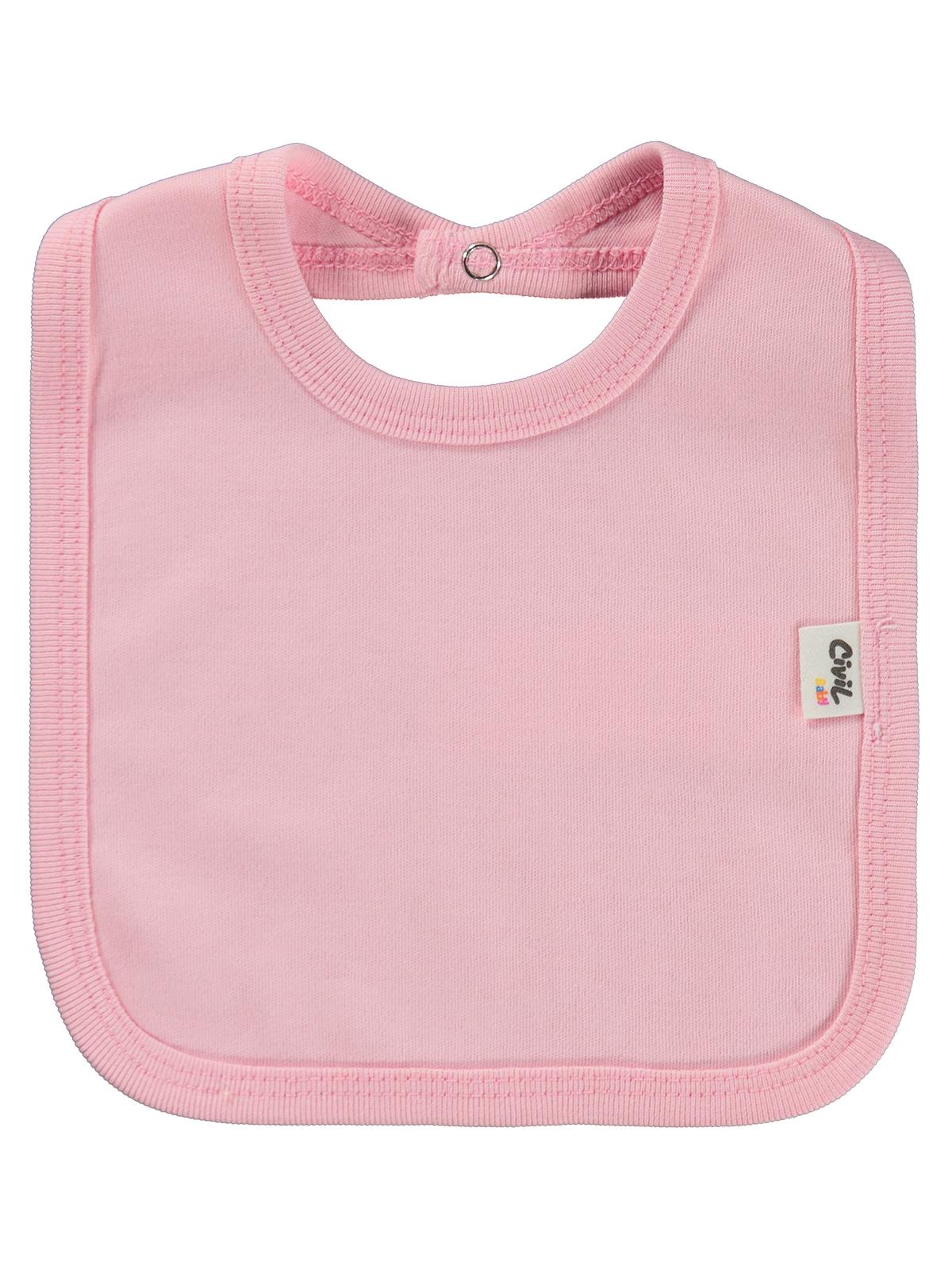 Civil Baby Arkadan Çıtçıtlı Unisex Mama Önlük - Pembe