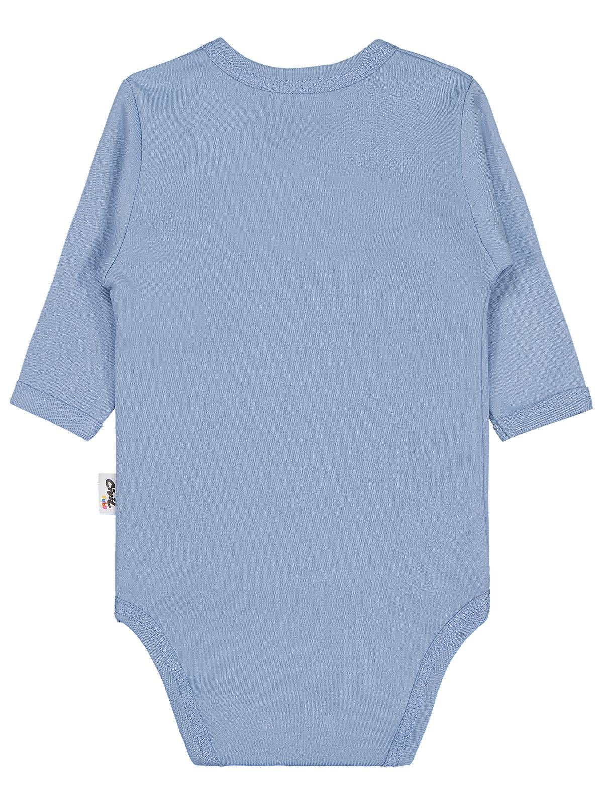 Civil Baby Renkli Kumaş 1-6 Ay Unisex Zıbın Badi - Mavi
