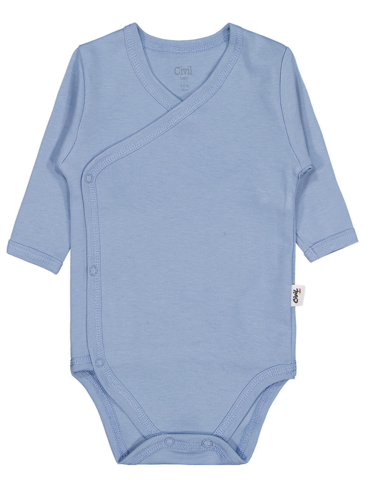 Civil Baby Renkli Kumaş 1-6 Ay Unisex Zıbın Badi - Mavi