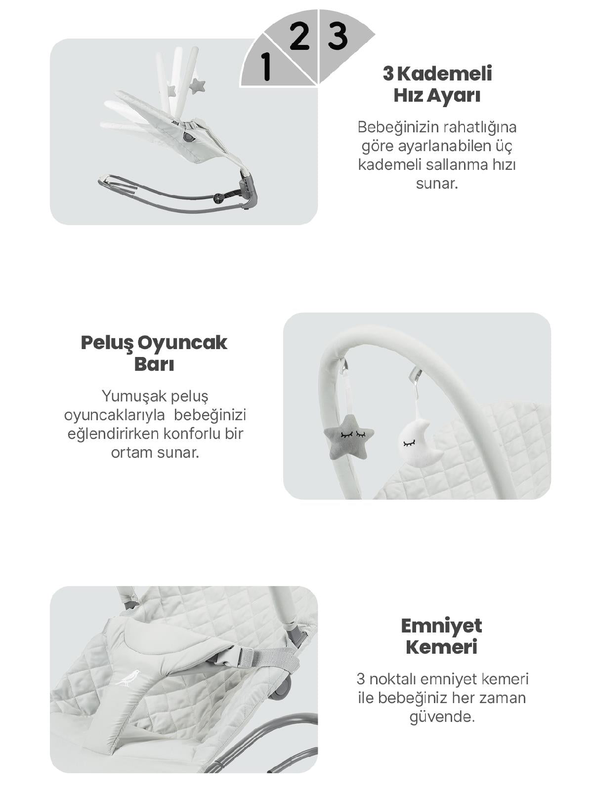 Kanz Robin Elektrikli Ana Kucağı - Gri