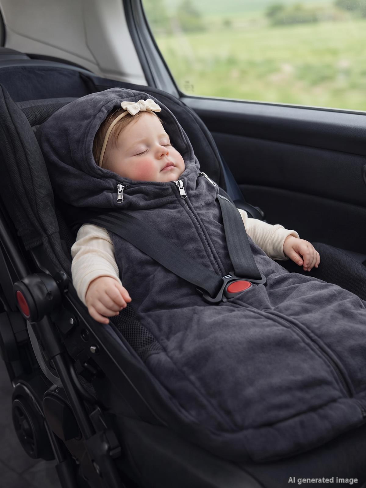 Ubeybi 4 Mevsim Bebek Arabası ve Ana Kucağı %100 Pamuklu Tulum (Footmuff) 0-12 Ay - Gri