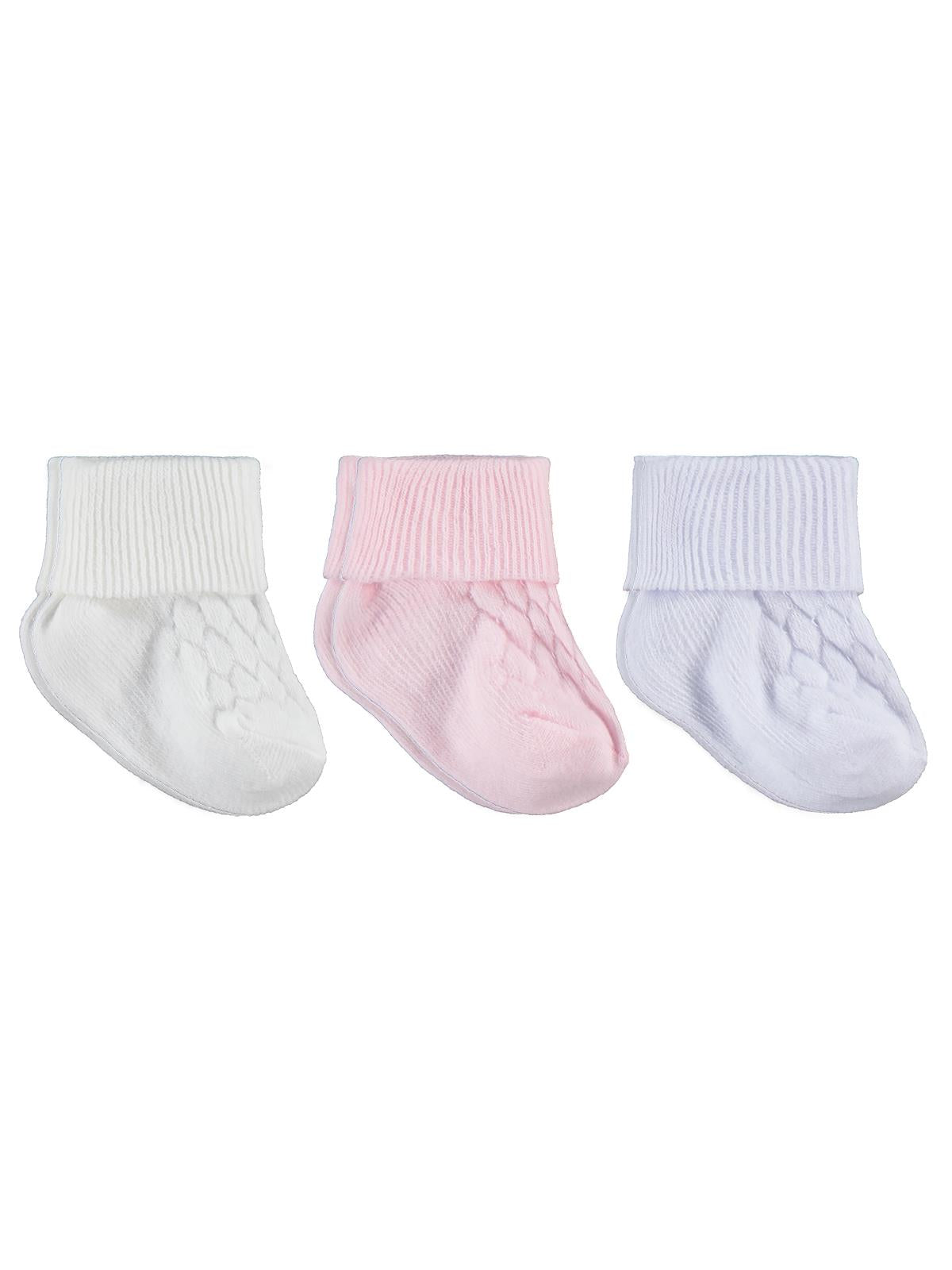 Civil Baby Kız Bebek 3'lü Çorap Set 0-6 Ay