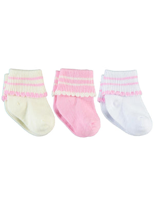 Civil Baby Kız Bebek 3'lü Çorap Set 0-6 Ay