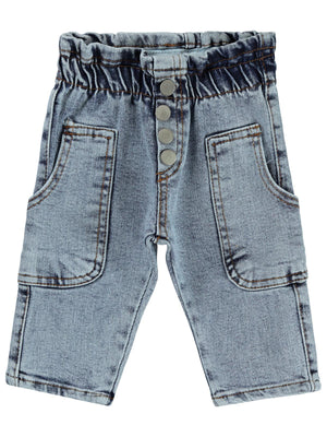 Civil Baby Bel Lastikli Yandan Cepli 4 Düğme 6-18 Ay Pantolon - Mavi