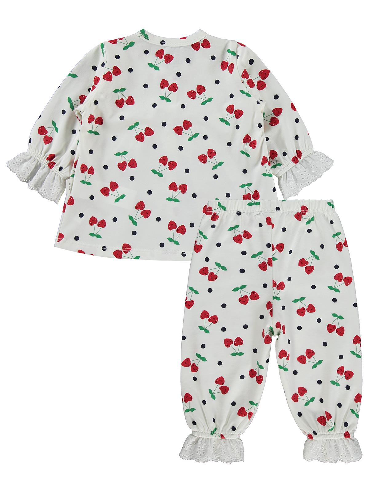 Civil Baby Puanlı Kiraz Emprime Fistolu Kız 6-18 Ay Pijama Takımı - Lacivert