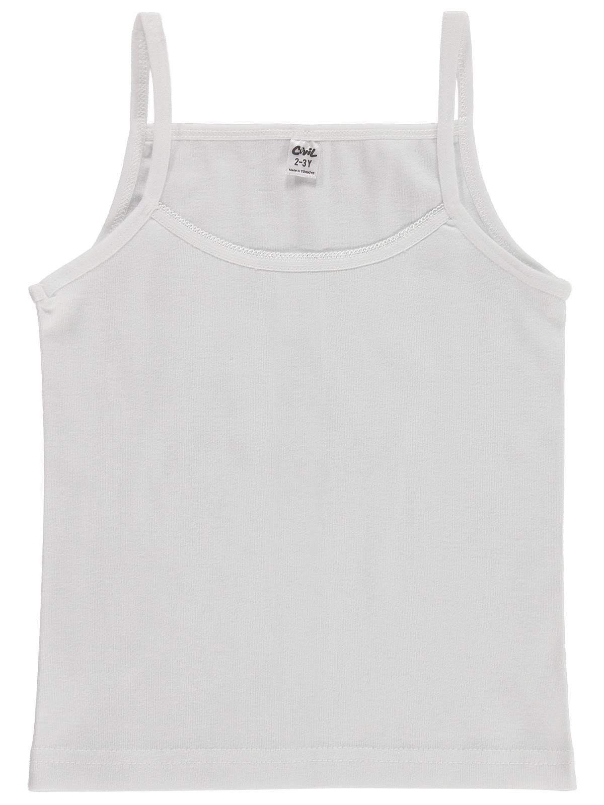 Civil Kız Çocuk İp Askılı Kız Atlet | İnterlok | Okul Kreş ve Günlük Kullanım - Beyaz