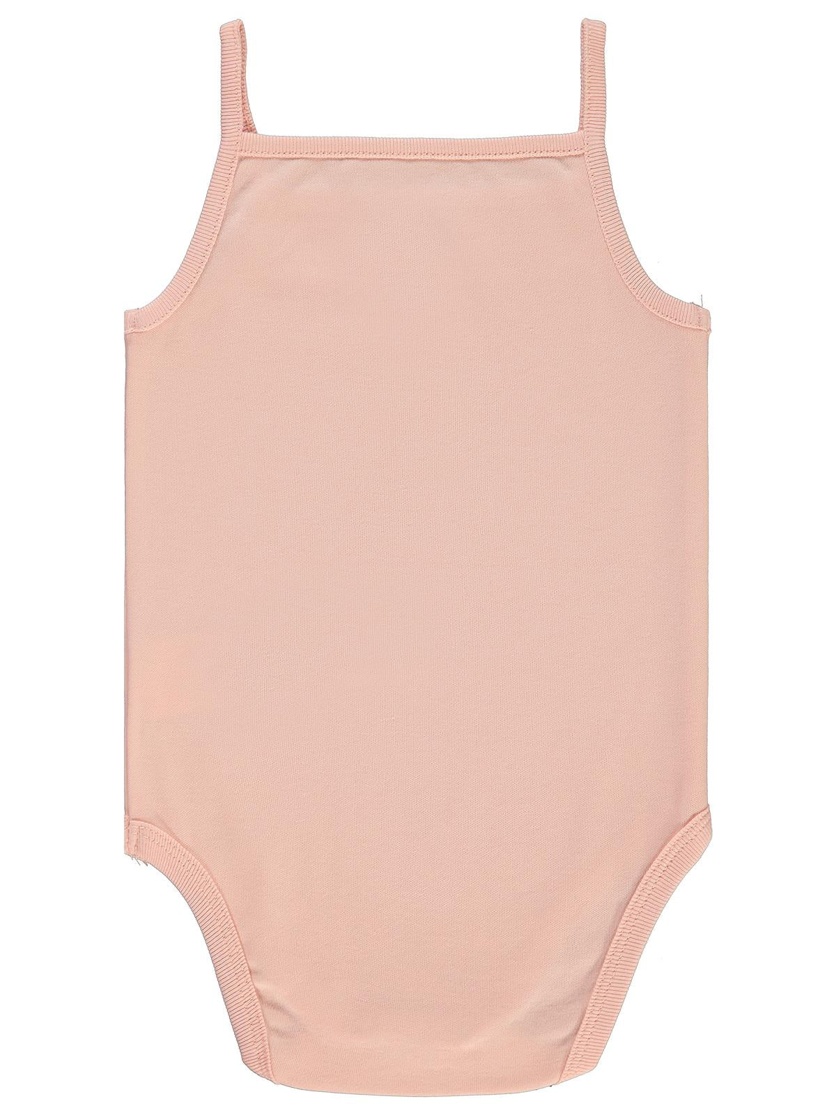 Civil Baby Penye İp Askılı Dantelli 3-9 Ay Kız Çıtçıtlı Badi - Pudra