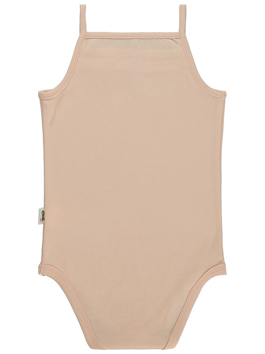 Civil Baby Penye İp Askılı Dantelli 3-9 Ay Kız Çıtçıtlı Badi - Pudra