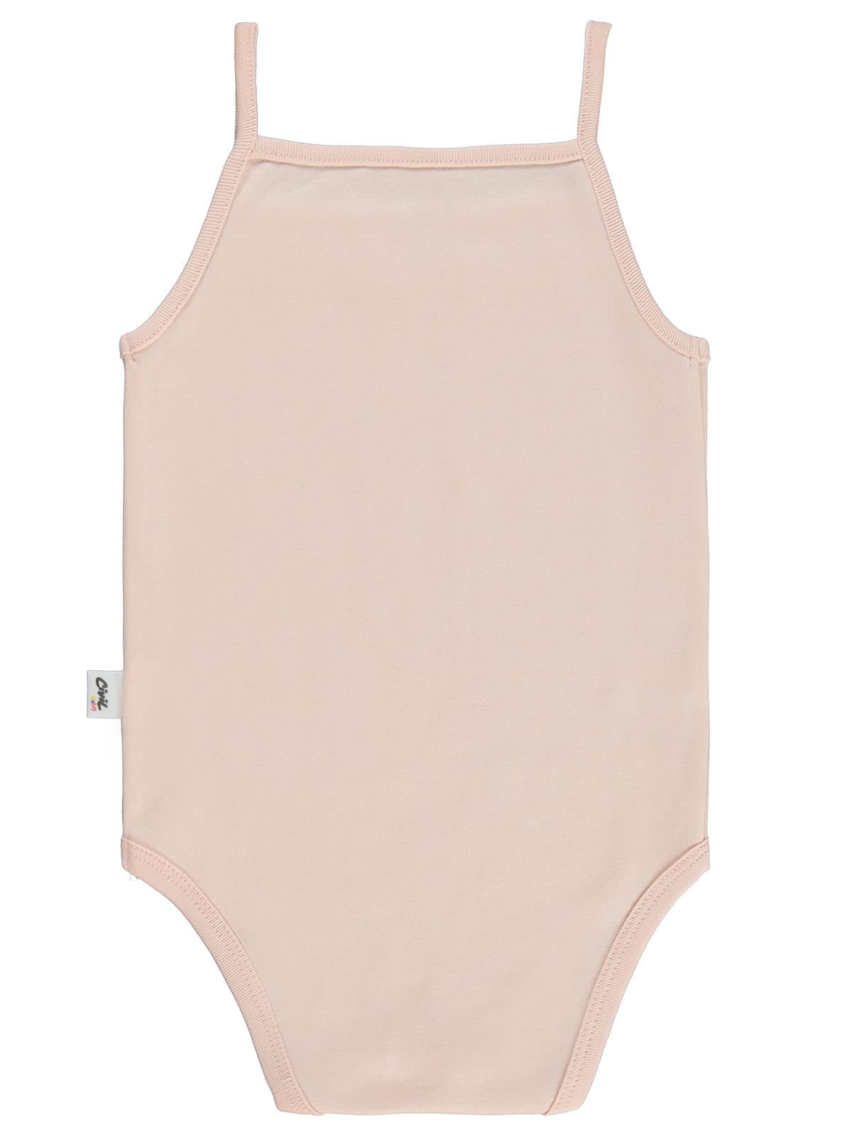Civil Baby İp Askılı Dantelli 12-24 Ay Kız Çıtçıtlı Badi - Pudra