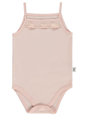 Civil Baby İp Askılı Dantelli 12-24 Ay Kız Çıtçıtlı Badi - Pudra