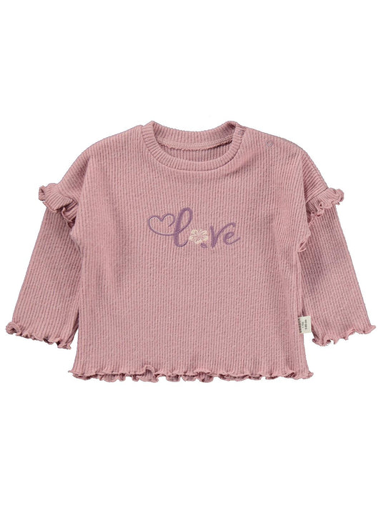 Bebbek Love Nakışlı Fırfır Detaylı 2-5 Yaş Takım - Pembe