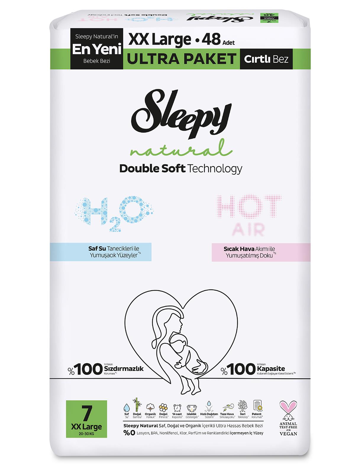 Sleepy Natural Bebek Bezi Double Soft Ultra 7 Beden XXL 48 Adet
