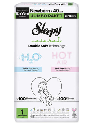 Sleepy Natural Bebek Bezi Double Soft Jumbo Newborn 40 Adet