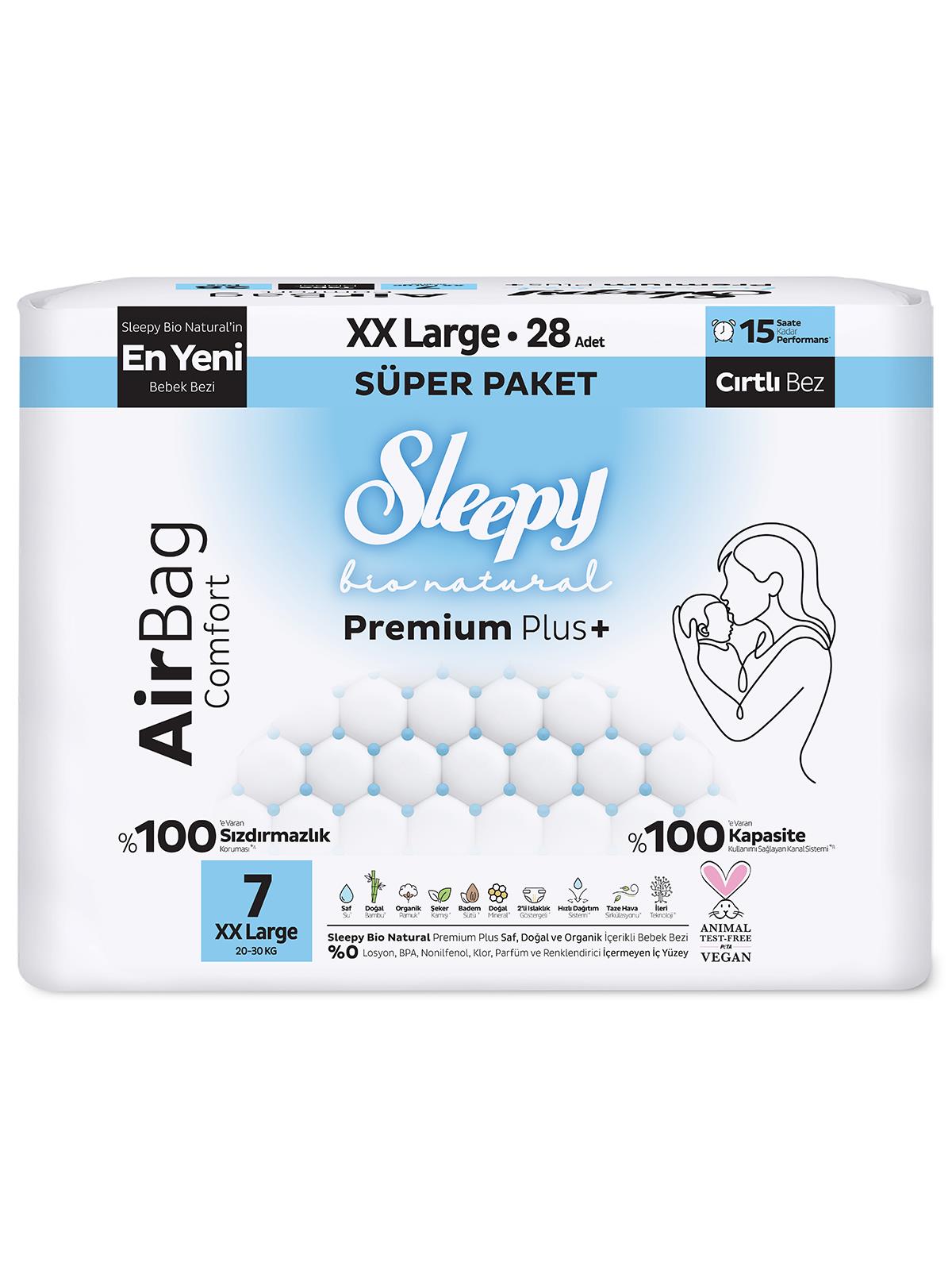 Sleepy Bio Natural Airbag Bebek Bezi 7 Numara XXLarge 28 Adet