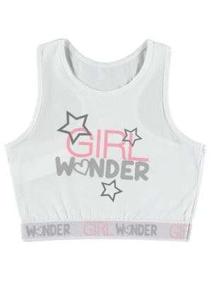 Civil Girl Wonder Baskı 8-12 Yaş Büstiyer - Beyaz