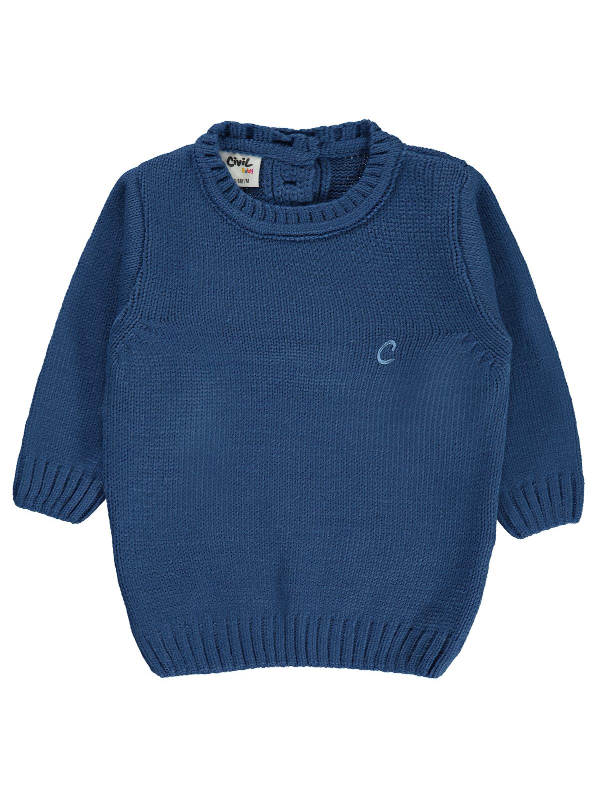 Civil Baby C Nakışlı Düz 6-18 Ay Kazak - Mavi