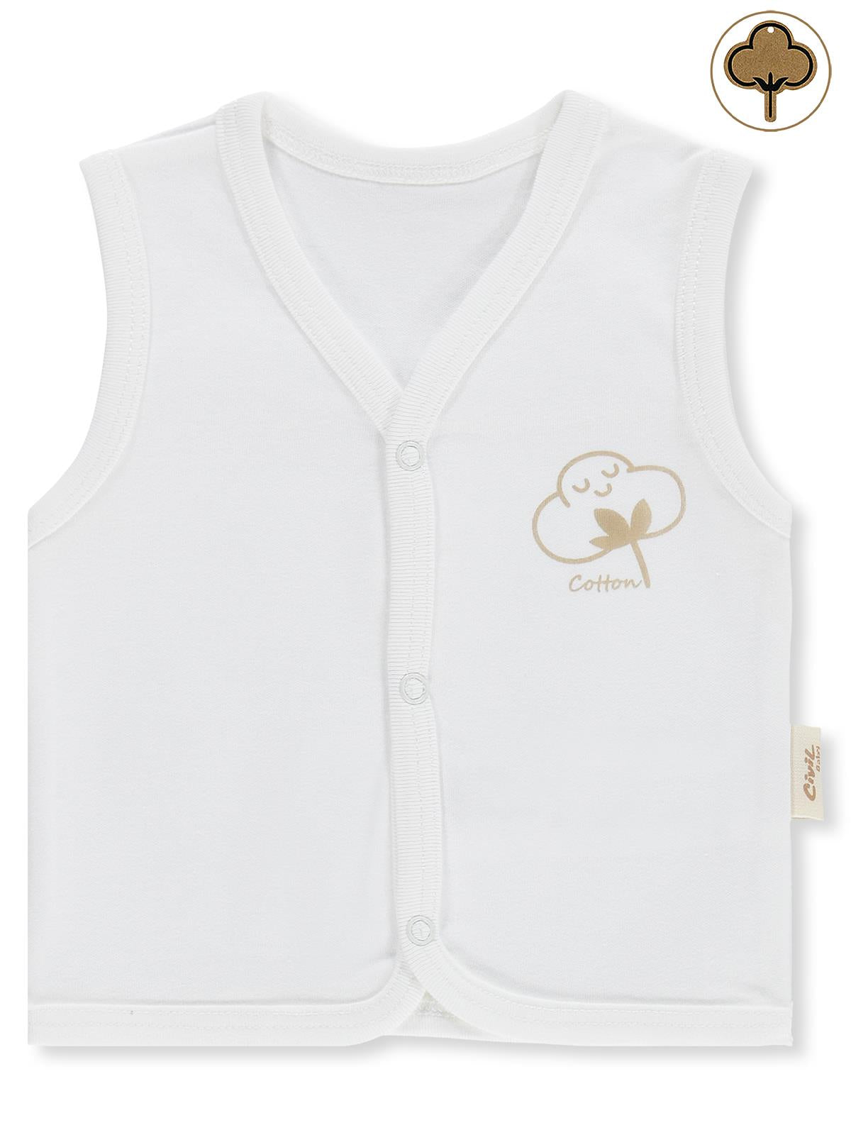 Civil Baby Organik Pamuklu 0-12 Ay Bebe Yelek - Ekru