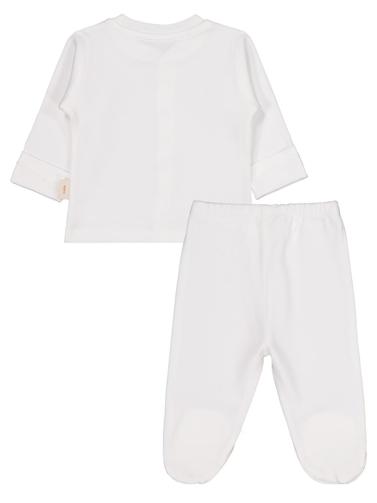 Civil Baby Organik Pamuklu 0-6 Ay Bebe Pijama Takımı - Ekru