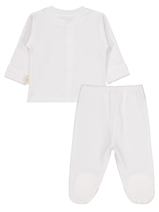 Civil Baby Organik Pamuklu 0-6 Ay Bebe Pijama Takımı - Ekru