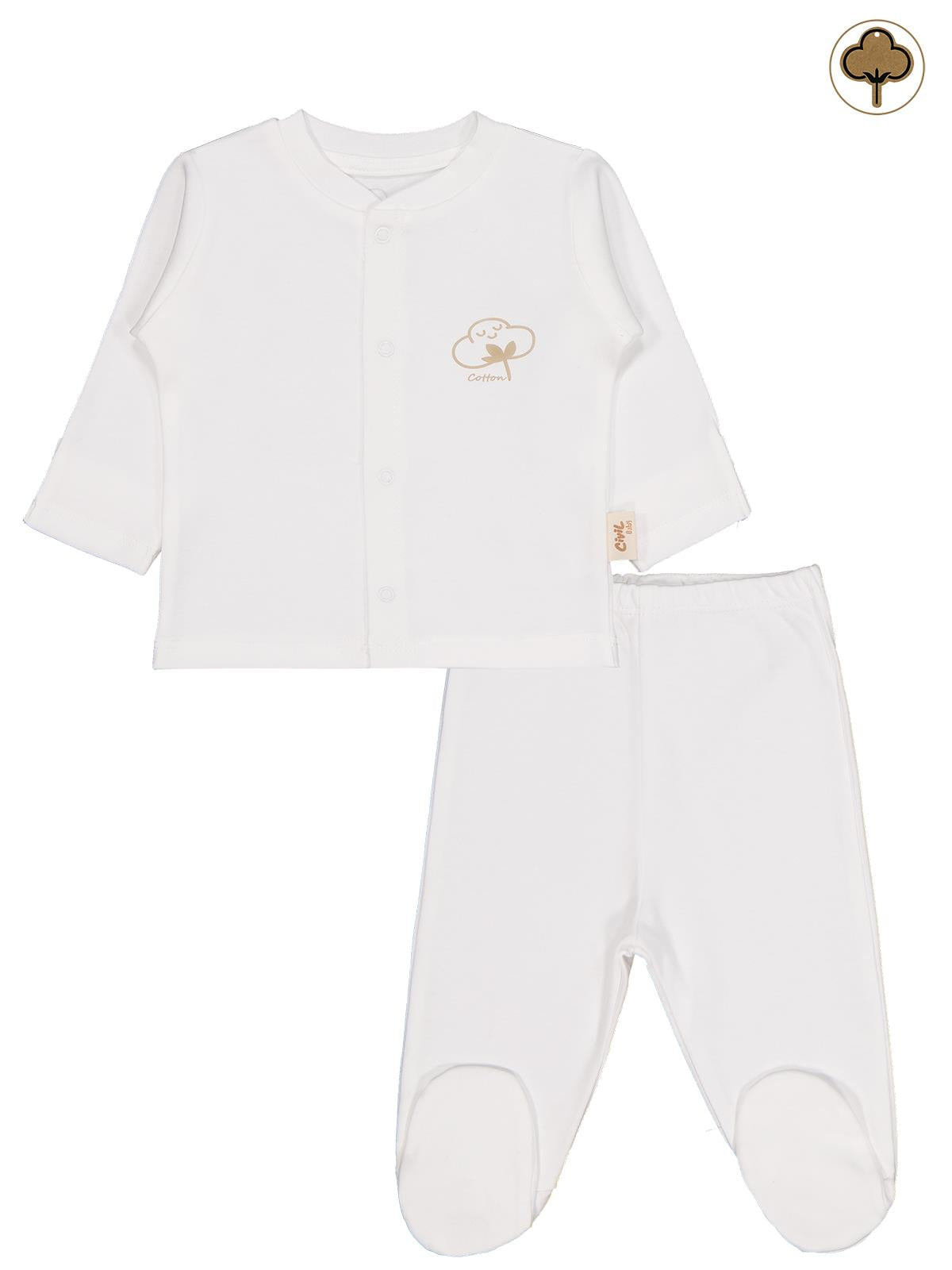 Civil Baby Organik Pamuklu 0-6 Ay Bebe Pijama Takımı - Pembe