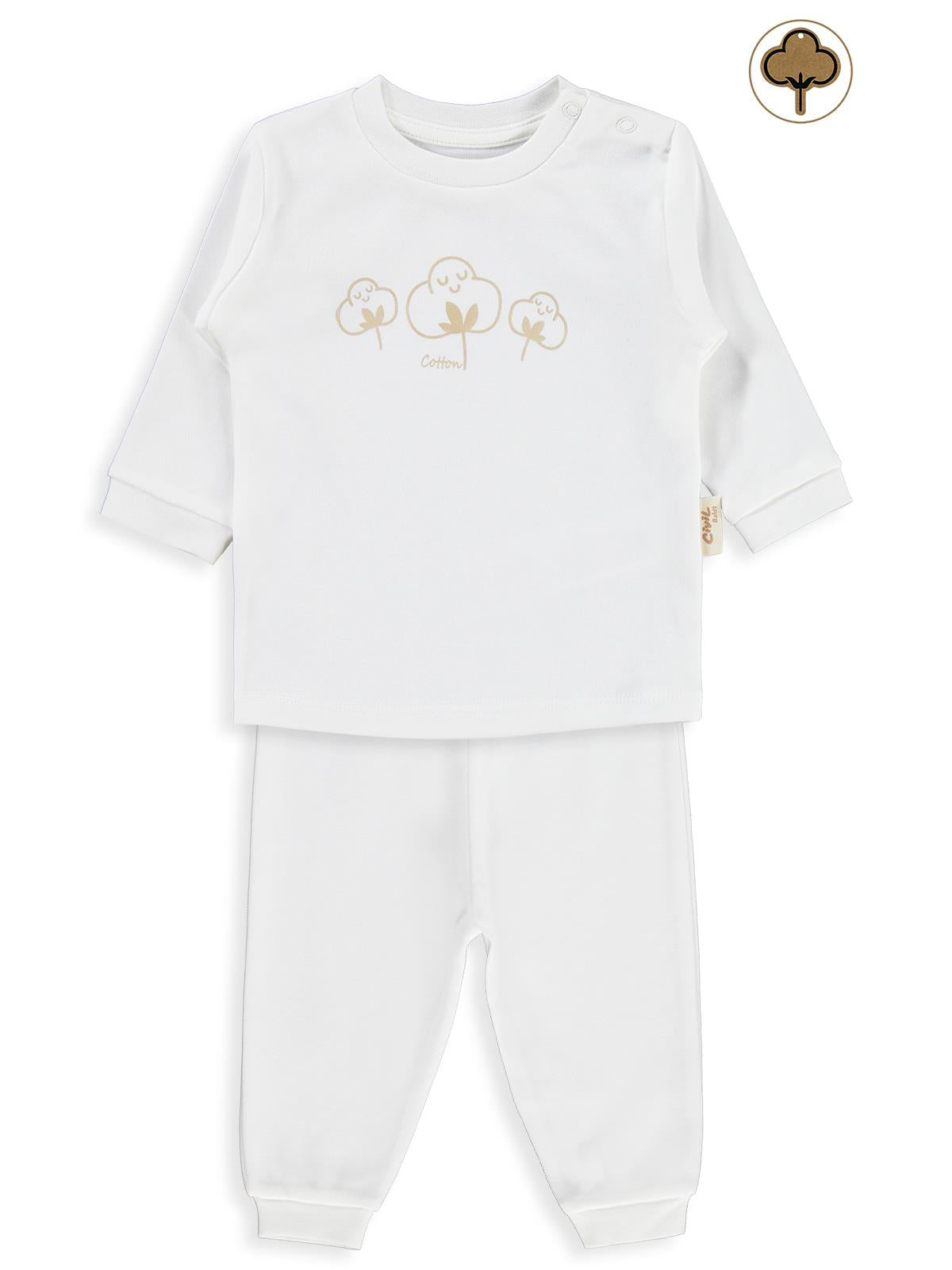 Civil Baby Organic Pamuklu Omuzdan Patlı 1-9 Ay Pijama Takımı - Pembe
