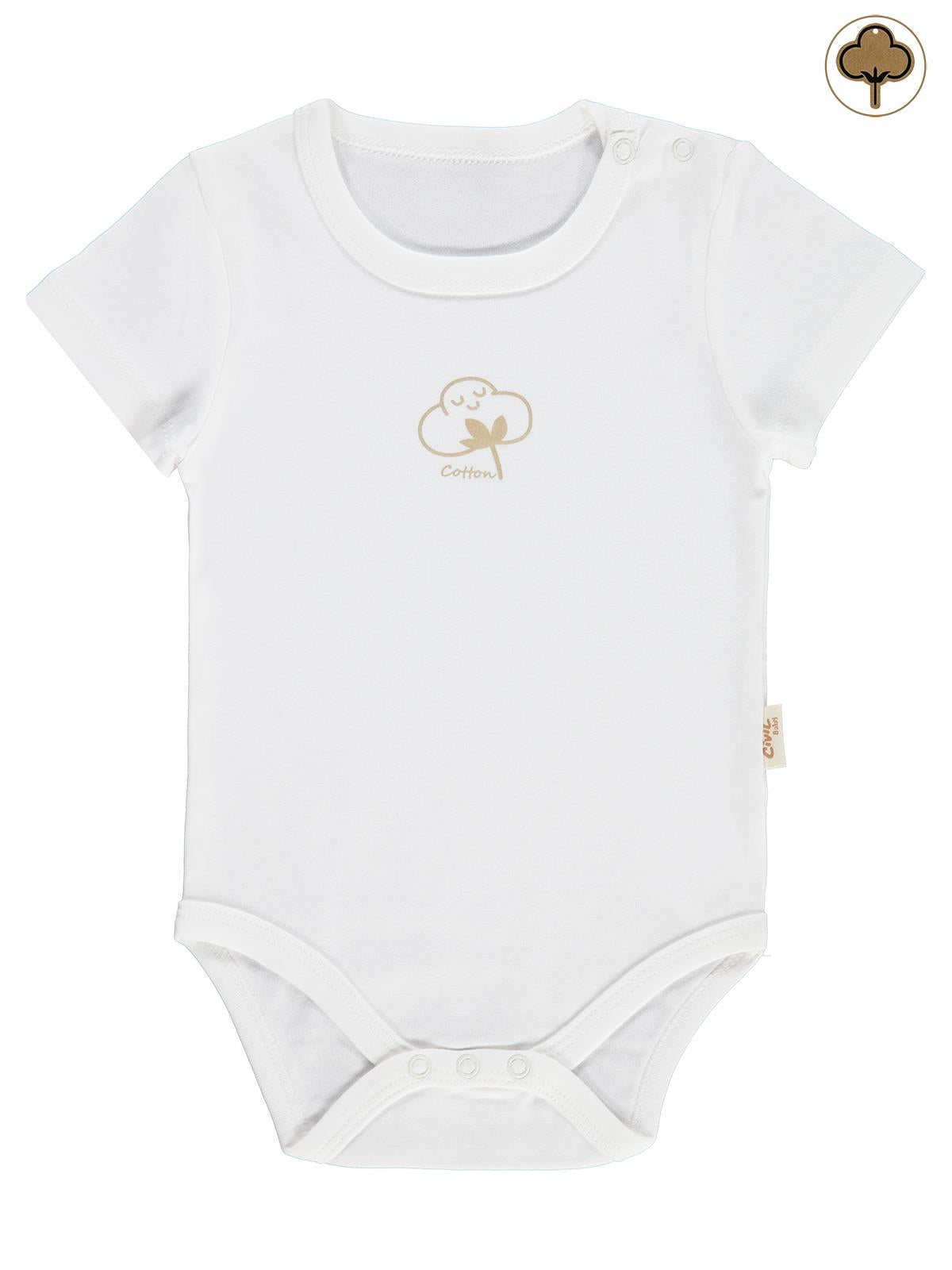Civil Baby Organik Pamuklu K Kol 0-18 Ay Çıtçıtlı Badi - Mavi