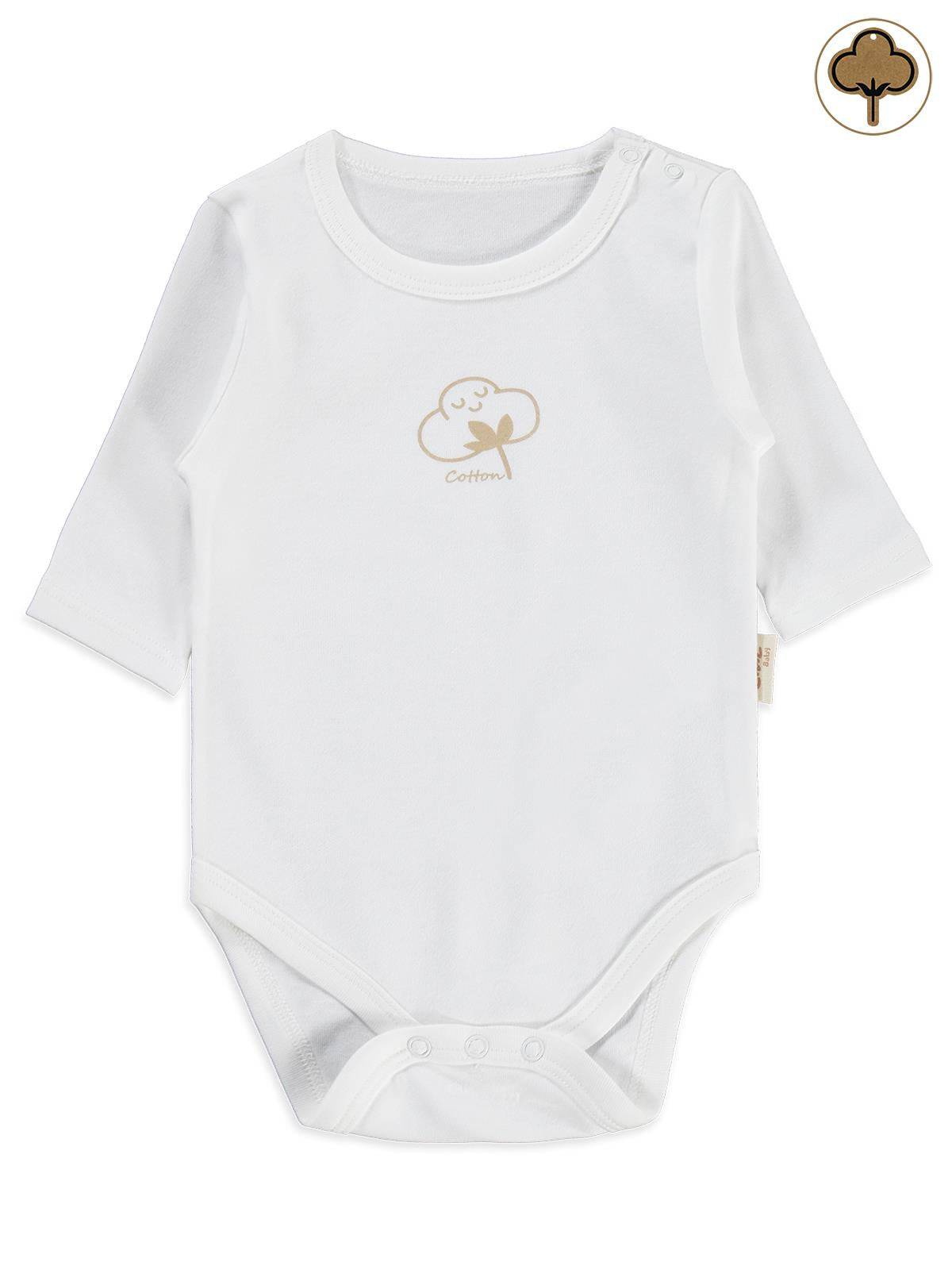Civil Baby Organik Pamuklu U Kol 0-18 Ay Çıtçıtlı Badi - Mavi
