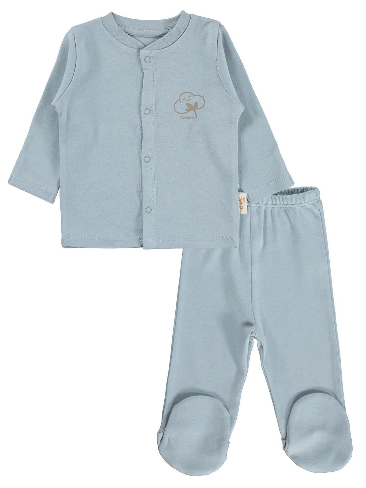 Civil Baby Organik Pamuklu 0-6 Ay Bebe Pijama Takımı - Mavi