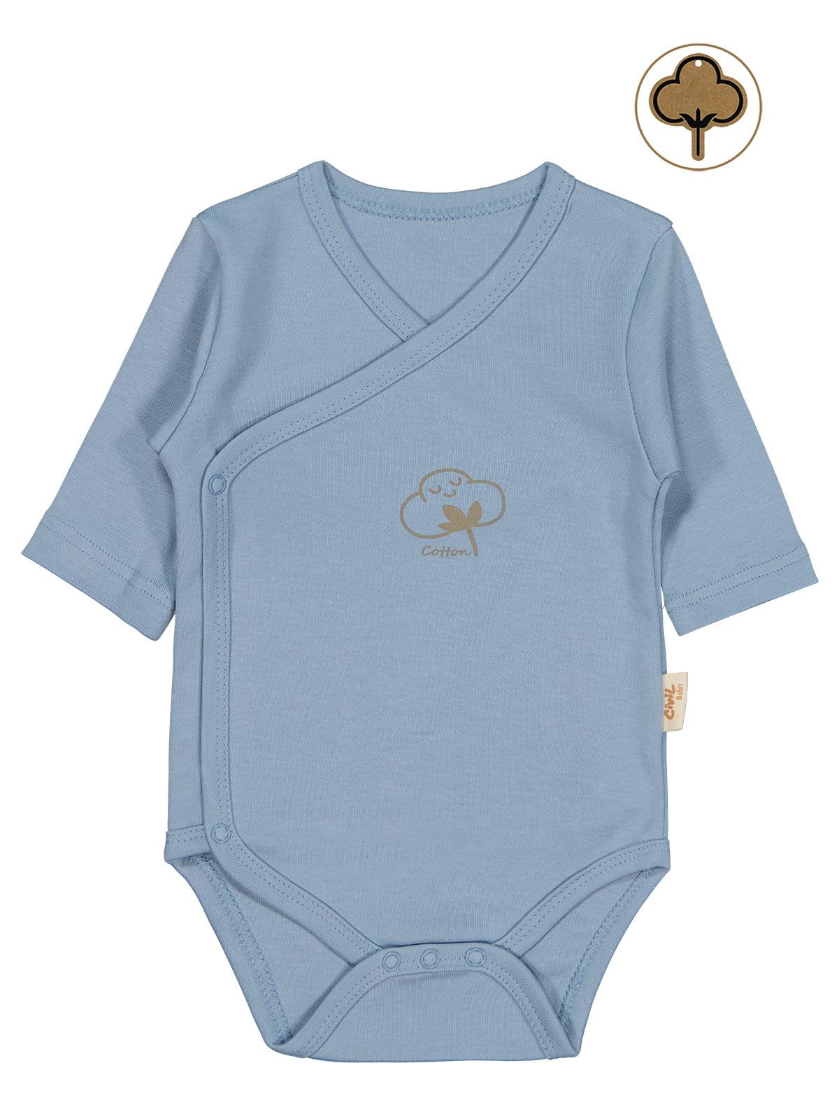 Civil Baby Organik Pamuklu Kruvaze 0-6 Ay Çıtçıtlı Badi - Ekru