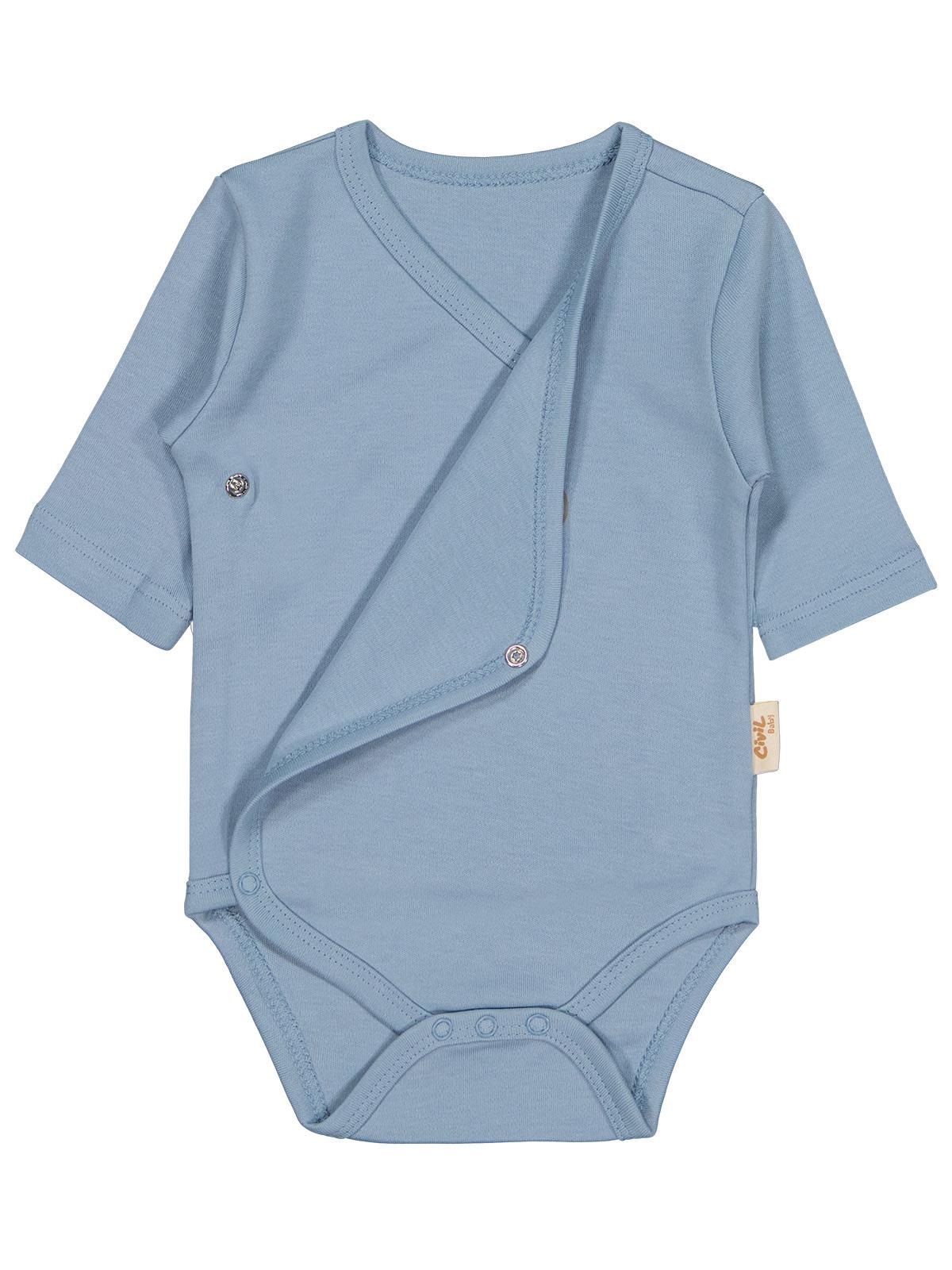 Civil Baby Organik Pamuklu Kruvaze 0-6 Ay Çıtçıtlı Badi - Ekru