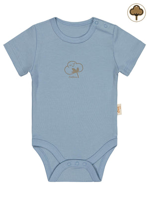 Civil Baby Organik Pamuklu K Kol 0-18 Ay Çıtçıtlı Badi - Mavi